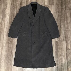 Adolfo Charcoal Wool Cashmere Nylon USA Made Trench Over Coat - 44R
